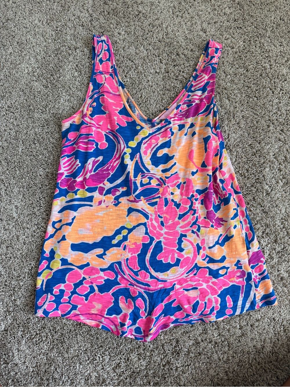 Lilly Pulitzer Womens V-Neck Tank  in Pink, Blue & Orange